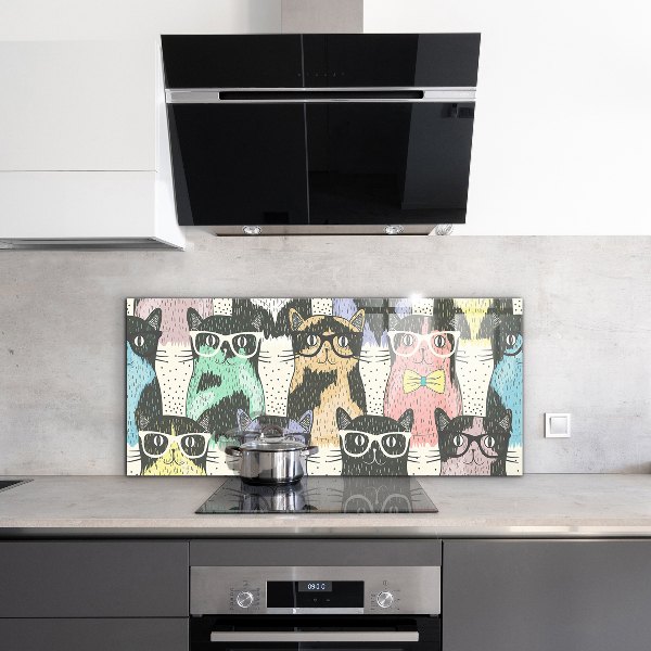 Hob splashback Cat hipster funny illustration