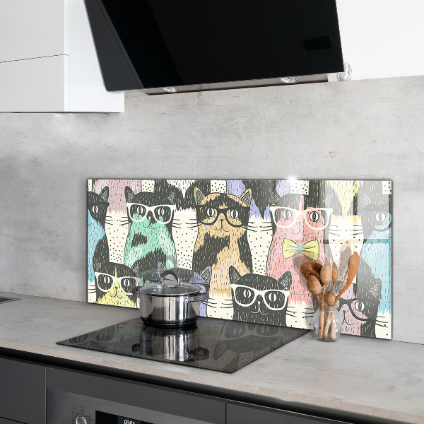 Hob splashback Cat hipster funny illustration