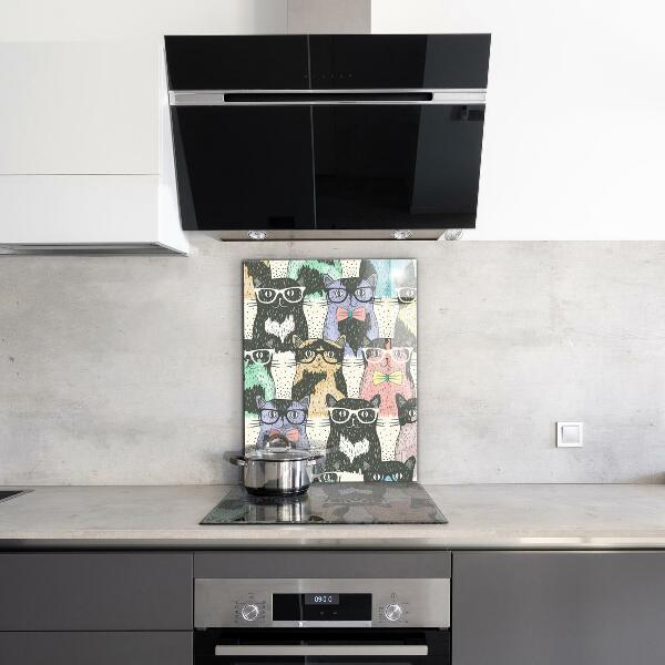 Hob splashback Cat hipster funny illustration