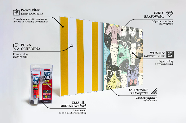 Hob splashback Cat hipster funny illustration