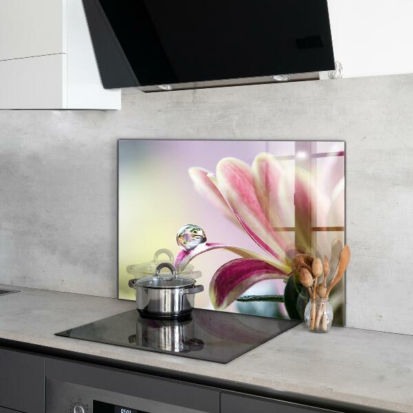 Kitchen wall panels Flower with dew drop morning