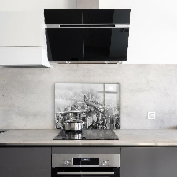 Kitchen wall panels Plane over new york