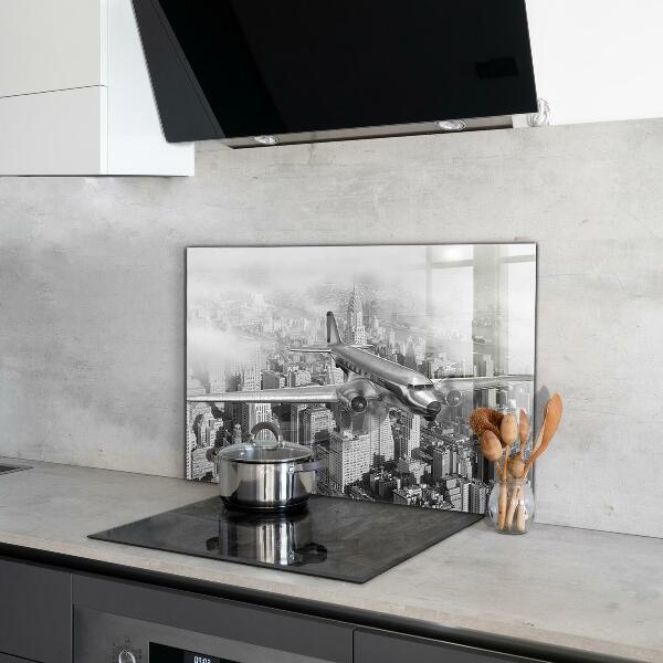 Kitchen wall panels Plane over new york