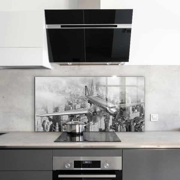 Kitchen wall panels Plane over new york