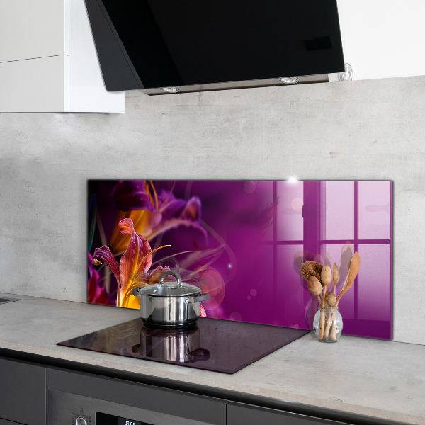 Kitchen wall panels Dark flower dark plant