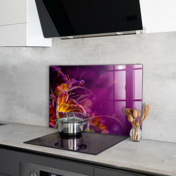 Kitchen wall panels Dark flower dark plant