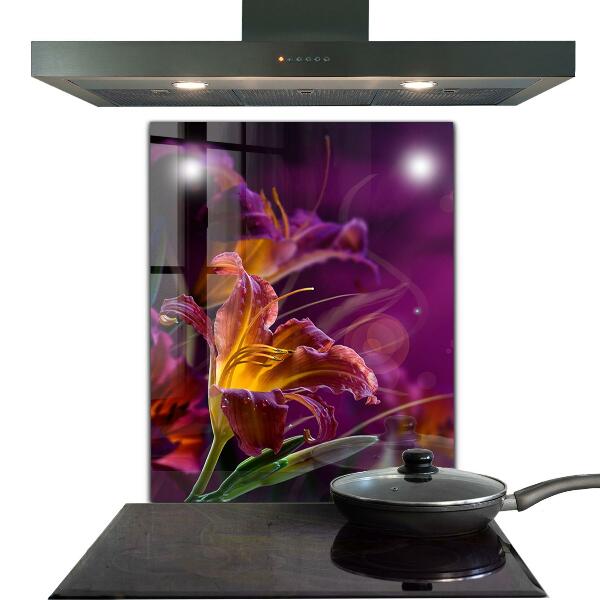 Kitchen wall panels Dark flower dark plant