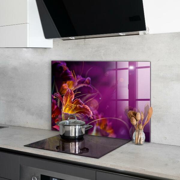Kitchen wall panels Dark flower dark plant