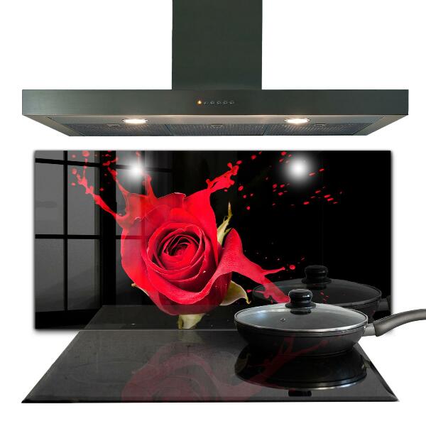 Kitchen wall panels Red rose abstract