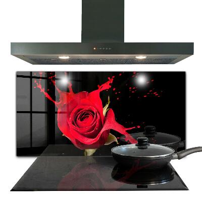 Kitchen wall panels Red rose abstract