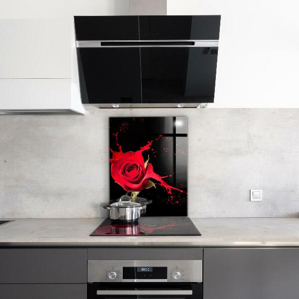 Kitchen wall panels Red rose abstract