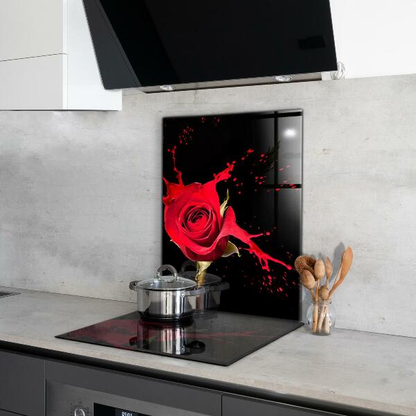 Kitchen wall panels Red rose abstract