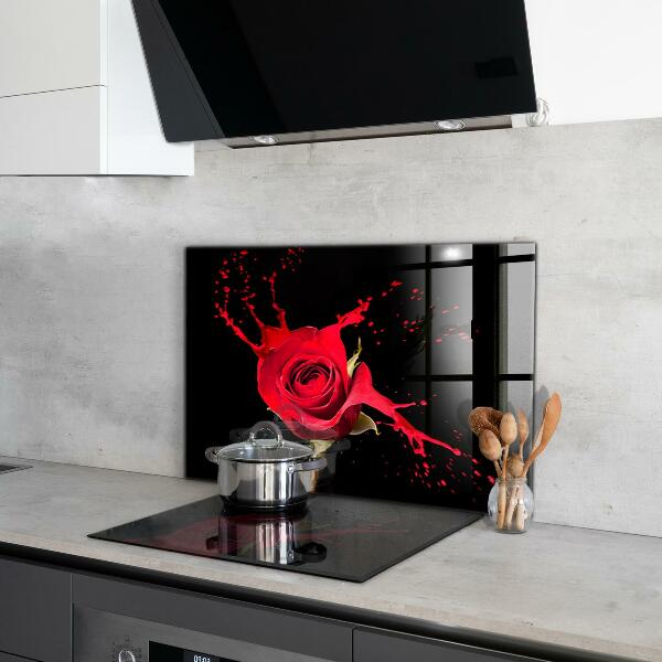 Kitchen wall panels Red rose abstract