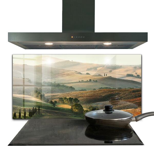 Kitchen glass panel Tuscany landscape with vineyards