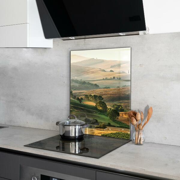 Kitchen glass panel Tuscany landscape with vineyards