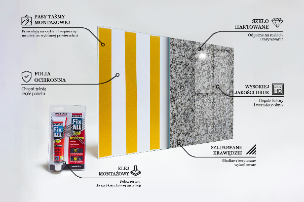 Kitchen glass panel Granite natural stone