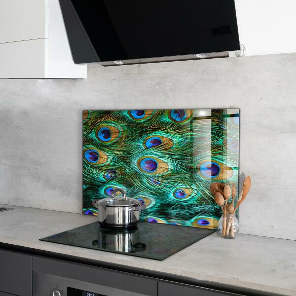 Kitchen glass panel Peacock feathers beautiful nature