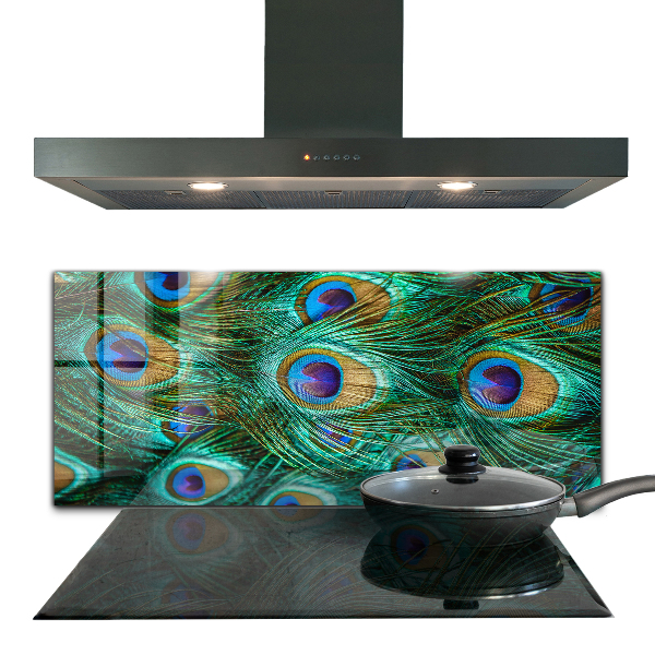 Kitchen glass panel Peacock feathers beautiful nature
