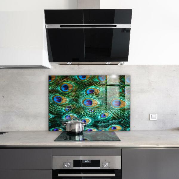 Kitchen glass panel Peacock feathers beautiful nature