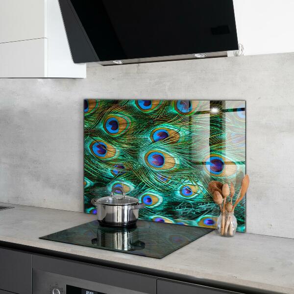 Kitchen glass panel Peacock feathers beautiful nature