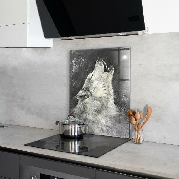 Hob splashback Canadian wolf illustration