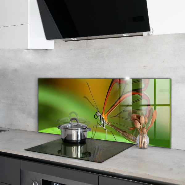 Hob splashback Butterfly on a leaf