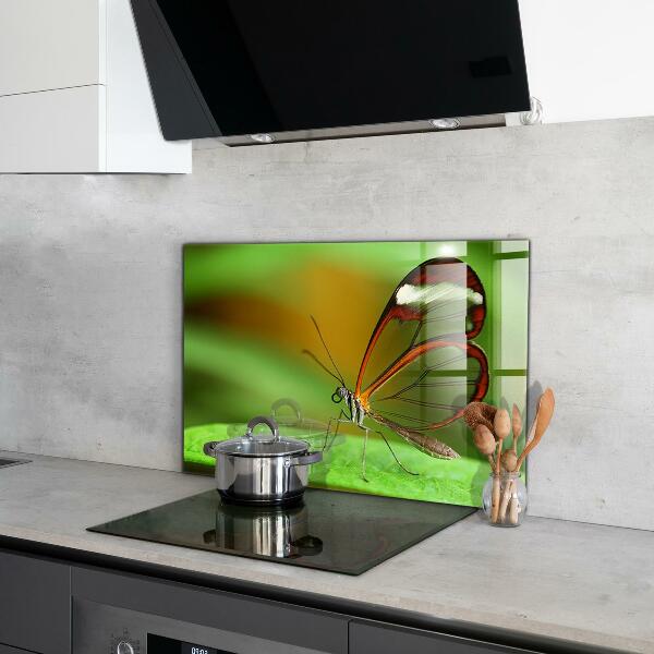 Hob splashback Butterfly on a leaf