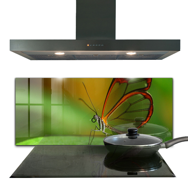 Hob splashback Butterfly on a leaf