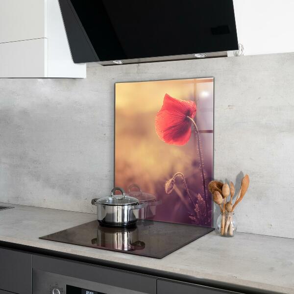 Kitchen wall panels Vintage poppy plant