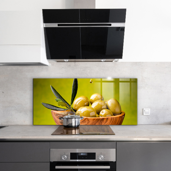 Kitchen wall panels Green fresh olives