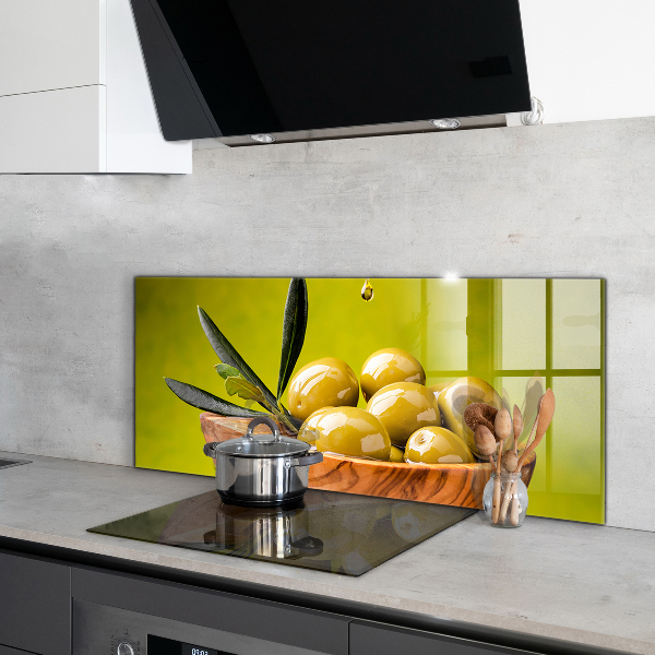 Kitchen wall panels Green fresh olives