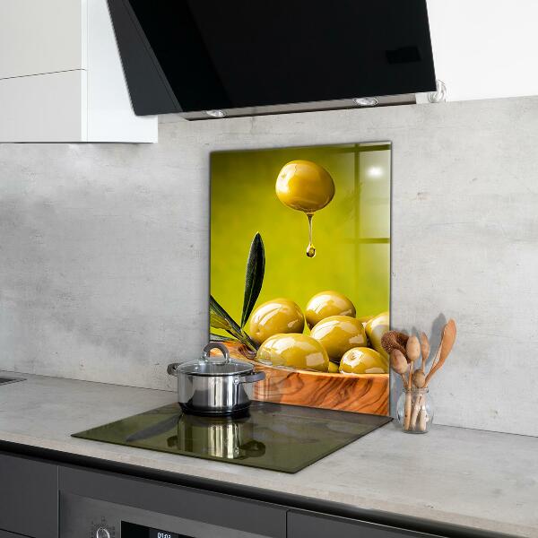 Kitchen wall panels Green fresh olives