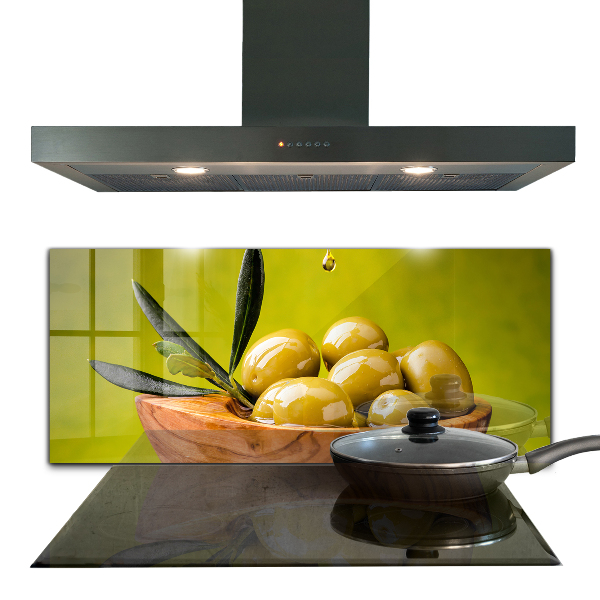 Kitchen wall panels Green fresh olives