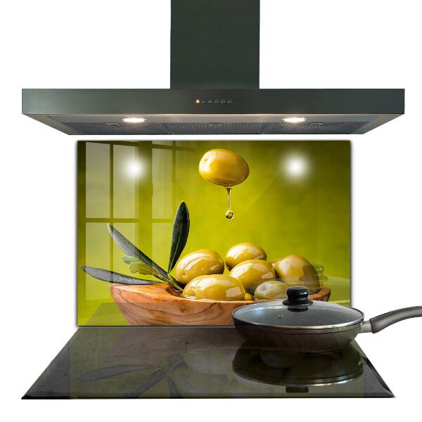 Kitchen wall panels Green fresh olives