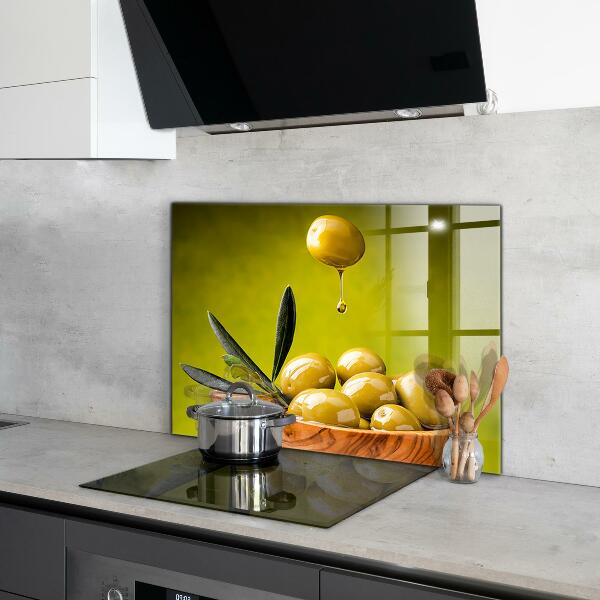 Kitchen wall panels Green fresh olives