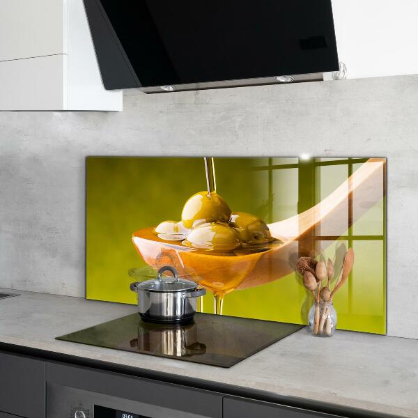 Kitchen wall panels Freshly pressed olive oil