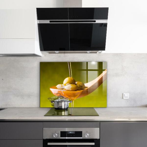 Kitchen wall panels Freshly pressed olive oil