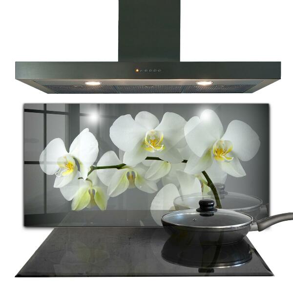 Kitchen wall panels White orchid on black background