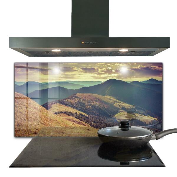 Kitchen glass panel Mountain landscape in autumn