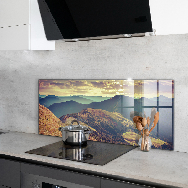 Kitchen glass panel Mountain landscape in autumn