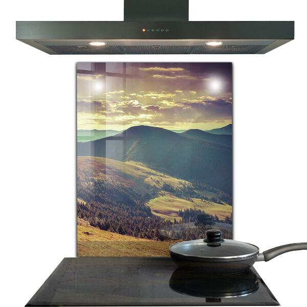 Kitchen glass panel Mountain landscape in autumn