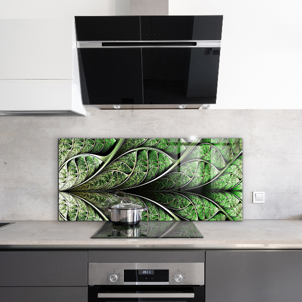 Kitchen wall panels Abstract green leaf