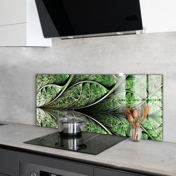 Kitchen wall panels Abstract green leaf
