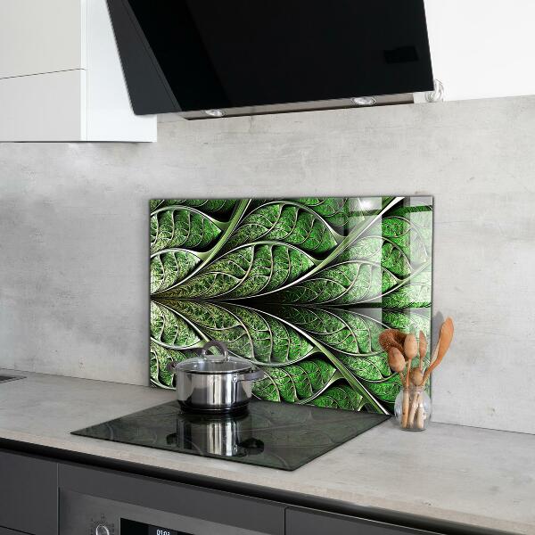 Kitchen wall panels Abstract green leaf