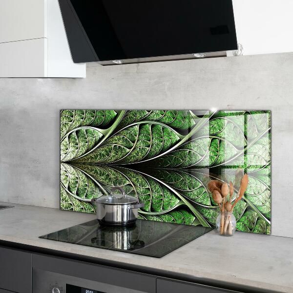 Kitchen wall panels Abstract green leaf