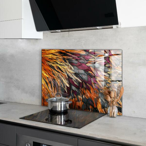 Kitchen glass panel Colorful bird feathers