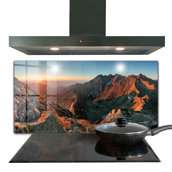 Kitchen glass panel Mountain panorama sunset