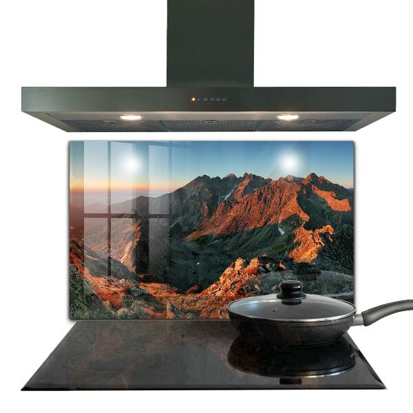 Kitchen glass panel Mountain panorama sunset