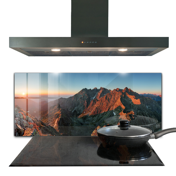 Kitchen glass panel Mountain panorama sunset