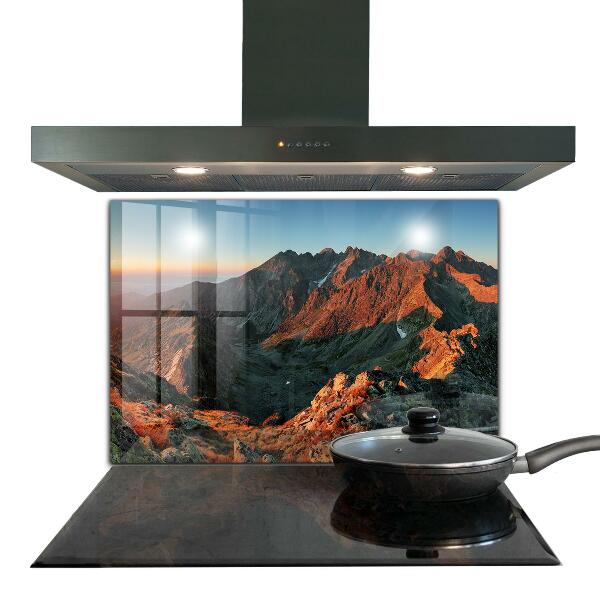 Kitchen glass panel Mountain panorama sunset